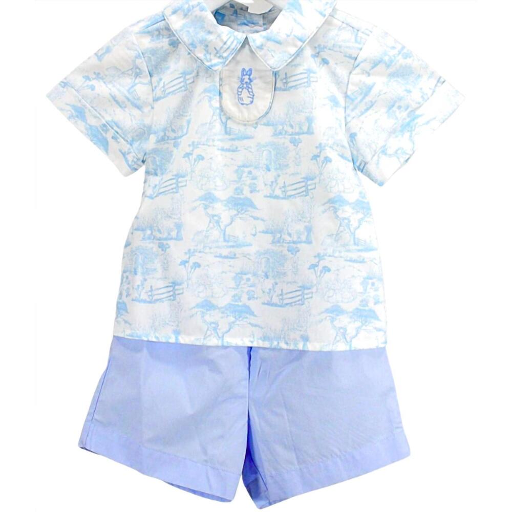 NEW CHARMING LITTLE ONE boy's peter rabbit toile baby set in blue